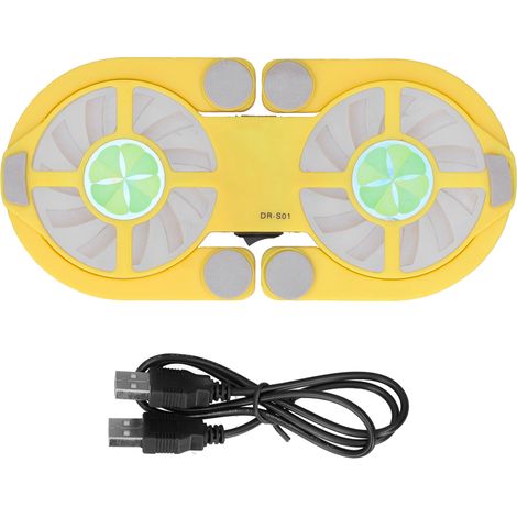 Support d'ordinateur portable pliable USB avec double ventilateur, 500-2500 RPM, silencieux, pour PC portable jaune (1/5)