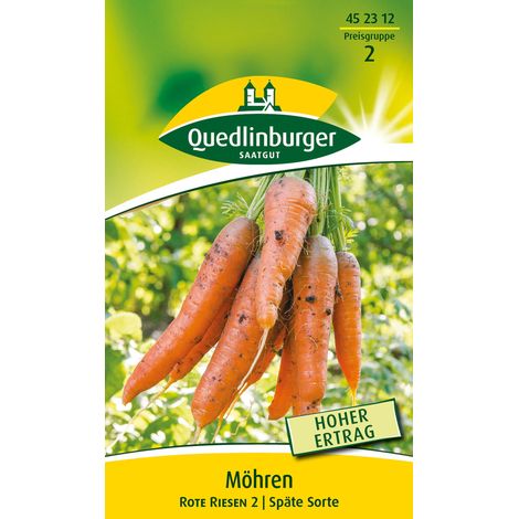 Quedlinburger Saatgut – Carotte Rote Riesen 2 – Graines de légumes, carotte rouge conique, jusqu'à 6 cm de diamètre (1/2)