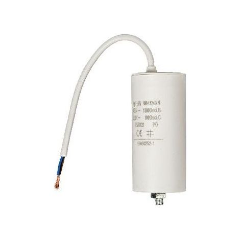 Condensador arranque motor electrico 450 V con cable 40.0 uF Blanco