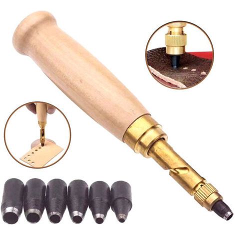 Emporte-pièce , Outil de Perforation de Cuir Automatique, Outil de Perforation pour Cuir Couture Poinçon Automatique Perforateur de Ceinture avec Tête de Frappe Embouts 1.5/2/2.5/3/3.5/4mm (1/5)