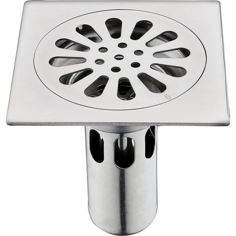 Bonde de douche carrée anti-odeurs en acier inoxydable de 100 x 100 mm d'épaisseur (1/5)