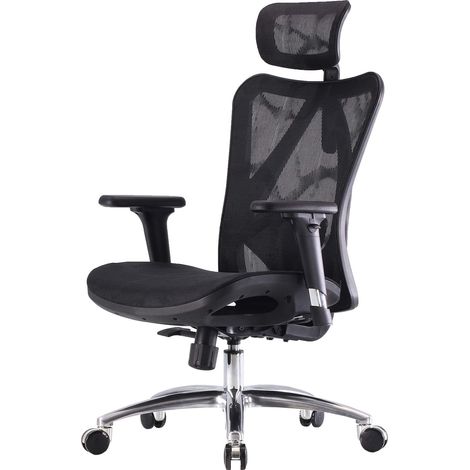 Bürostuhl HHG-900, Schreibtischstuhl, ergonomisch verstellbare Armlehne 150kg belastbar Bezug schwarz, Gestell schwarz