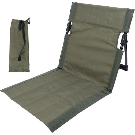Chaise pliante de camping légère et confortable, fauteuil relax individuel avec dossier, verte, idéale pour le camping et la pêche en plein air. (1/5)