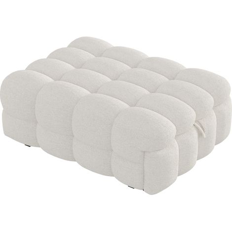Lit rembourré, repose-pieds 2 en 1, canapé-lit gigogne, lit simple, lit gonflé, tissu Teddy, beige