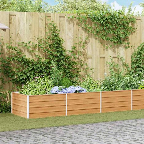 vidaXL Garden Raised Bed Light Brown 480 x 80 x 45 cm Galvanised Steel
