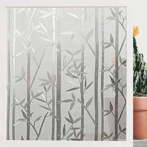 Window Film, Electrostatic Window Film, Non-Adhesive, Opaque, UV-Resistant, for Kitchen, Office, and Bedroom Decoration, Bamboo Pattern, 45 x 200 cm (1/4)