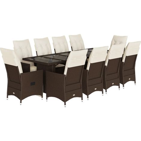 Maison Exclusive - 11-tlg. Garten-Bistro-Set mit Kissen Braun Pol (1/5)