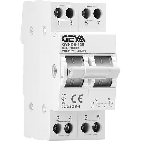 Manual transfer switch double power for network and generator manual conversion isolation switch DIN rail mount(2P-63A-240V) (1/5)