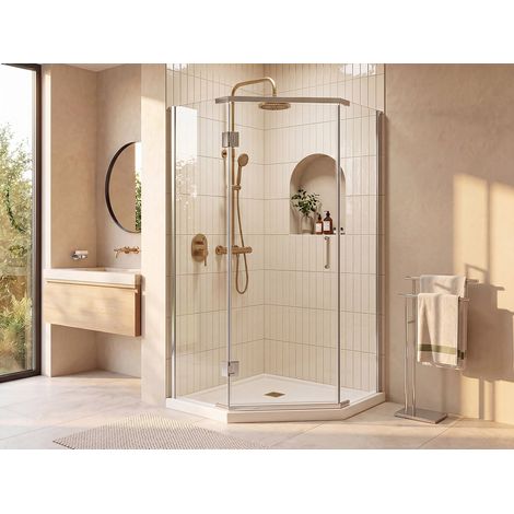 Porta per doccia angolare porta battente 90 x 90 x 185 cm - Piatto doccia in dotazione - ARDIA (1/4)