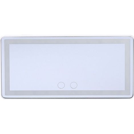 Auto-Kosmetikspiegel, Sonnenblende, LED-Beleuchtung, wiederaufladbar, dreifarbig verstellbar, ABS/Glas/elastisches Material, schwarz