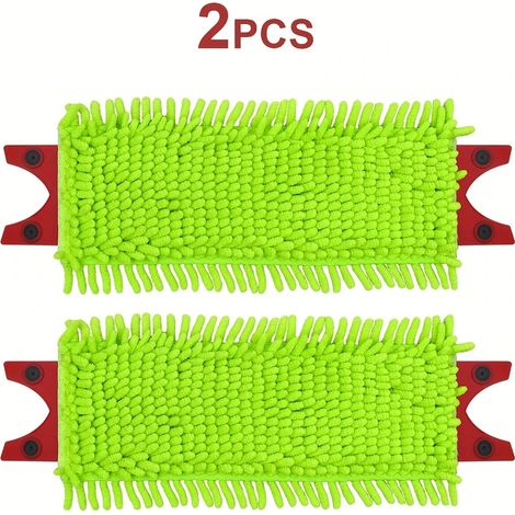 Lot de 2 tampons de rechange en chenille épaisse compatibles avec le balai Velida Ultramat 2. Lavable en profondeur et réutilisable. (1/5)