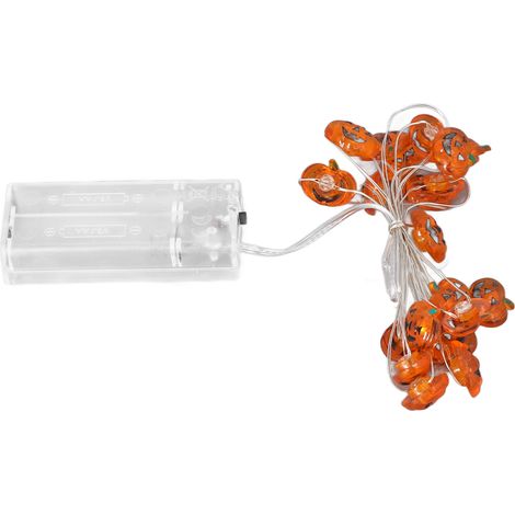 Guirlande lumineuse citrouille de 2 m de long, 20 LED, fil de cuivre, à piles, décoration d'Halloween pour intérieur et extérieur. (1/5)