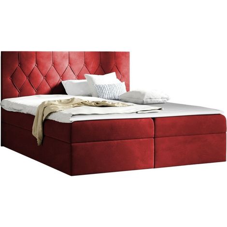 Lit boxspring Hortulus, Mikrofaza 34, Continental, Double, 140x200, Tissu, Disponible, 147x208x103cm