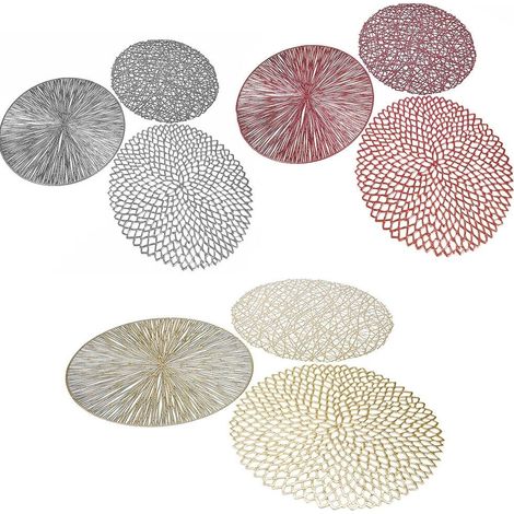Sottopiatti centro tavola di natale in rosso argento oro da decorazioni addobbi natalizi ornamento idea regalo set da 6 - colorigenerali: ARGENTO (1/5)