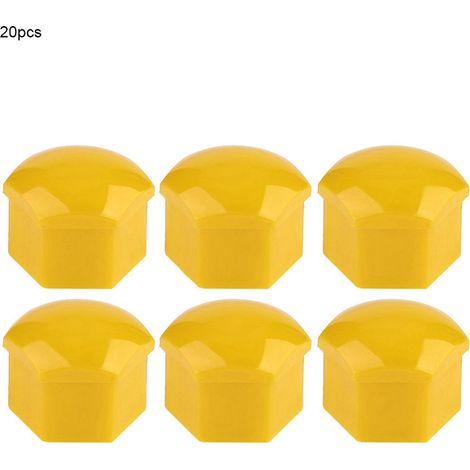 Lot de 20 capuchons d'écrous de roue 19 mm pour voiture cache-vis moyeu protection jantes extérieure jaune (1/5)