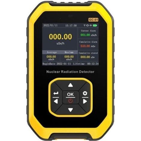 Pair Compteur Geiger portable LCD Détection rayons X, γ et β Alarme sonore, optique et vibratoire Batterie lithium rechargeable 1200mAh