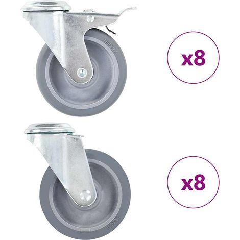 vidaXL 16 pcs Roulettes pivotantes à trou de boulon 100 mm (1/5)