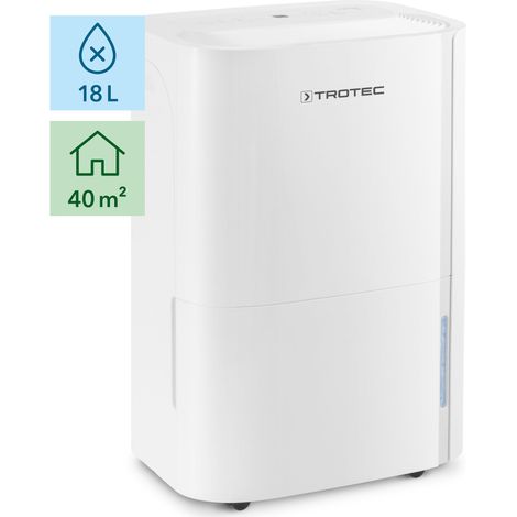 TROTEC Deshumidificador eléctrico TTK 54 E, 18L/24h, Filtro de Aire, Secado de Ropa, 430 W, Indicador LED, Depósito 3L, Portátil, Ruedas, Blanco (1/5)