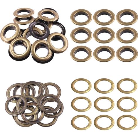 100 Pièces - Œillets Métalliques - Rondelles Acier - Kit Réparation Toile Cuir Rideaux Bricolage Bronze 25 mm