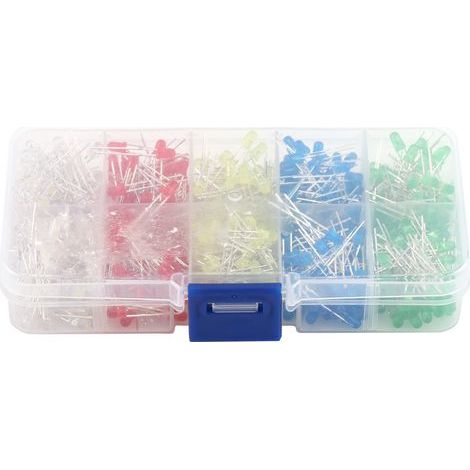 Assortiment de Diodes LED 3mm, 500 pièces, blanc, jaune, rouge, bleu, vert, Kit de bricolage (1/4)
