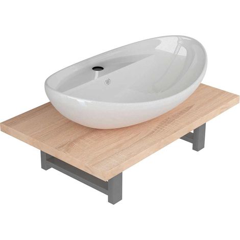 Maison Exclusive - 2-tlg. Badmöbel-Set Keramik Eichenbraun (1/5)