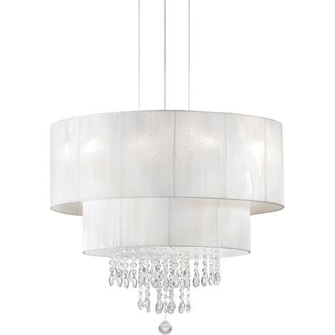 Lampadario Classico Opera Vetro,Tessuto,Cristalloistallo Bianco 4 Luci E27 (1/2)