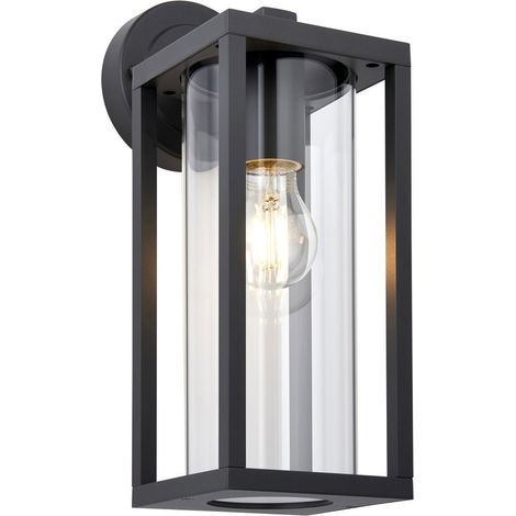 Endon Hamden Applique murale extérieure moderne, noir texturé, diffuseur en verre transparent, IP44 (1/5)