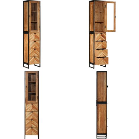 Armoire de salle de bain 40x27x190 cm bois massif d'acacia - Meuble De Salle De Bain - Armoire De Salle De Bain - Rangement Salle De Bain - Commode Salle De Bain - Meubles De Rangement - Home & Living (1/5)