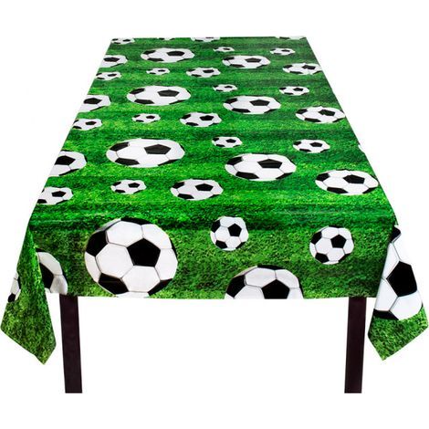 Nappe sur le thème du football, 137 x 274 cm, tissu PE, nappe décorative, Bundesliga, Ligue des champions, fête d'anniversaire. (1/5)