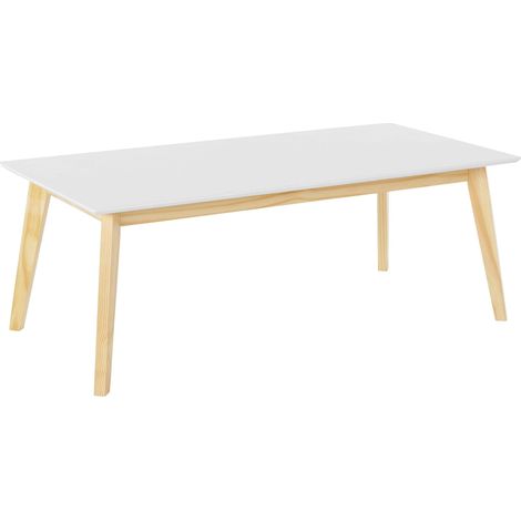 Cody-Table à manger 120x60 cm 6 places en MDF blanc Cadre Nature