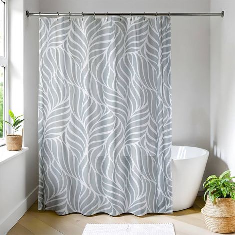 Bedruckter polyester-duschvorhang 180x200 cm 12 ringe pp weiss - imagine - Tendance