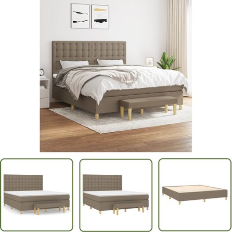 The Living Store Boxspringbett mit Matratze Taupe 180x200 cm Stoff - Boxspringbett - Doppelbett - Bettenrahmen - Schlafsystem - Tapete (1/5)