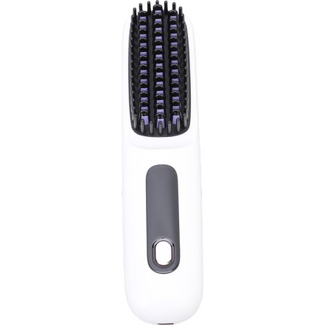 Brosse lissante sans fil 35 W avec écran LED, portable et chauffante, 3 niveaux de température, charge rapide USB-C, convient à tous types de cheveux (blanc). (1/5)