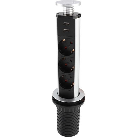 Prise de courant électrique à traction pour bureau, prise USB, prise UE 250 V (1/5)