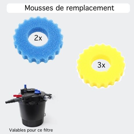 5 Mousses De Remplacement Filtre Bassin Sous Pression 36W 40 m³ (1/2)