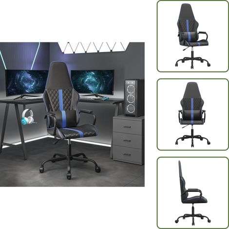 The Living Store Gaming-Stuhl mit Massagefunktion Blau und Schwarz Kunstleder - Gaming-Stuhl - Bürostuh - PC-Chair - Gamer Chair - Ergonomischer Stuhl