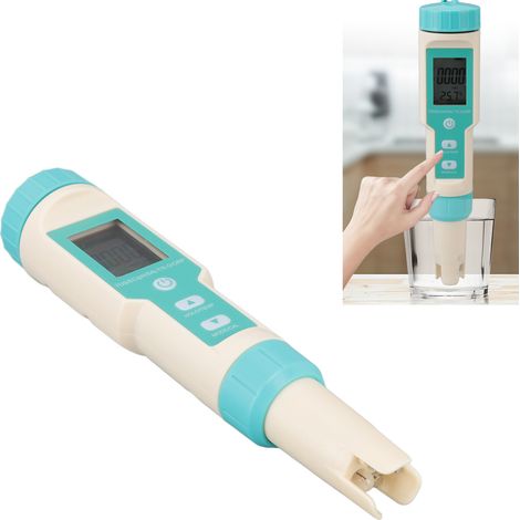 Tester di qualità dell'acqua 7 in 1 ORP pH TDS TEMP EC Salinità SG - Rilevatore digitale preciso con sonda in titanio e schermo LCD per piscine, acquacoltura e acqua potabile - 162 g IP67 incluso manu (1/4)