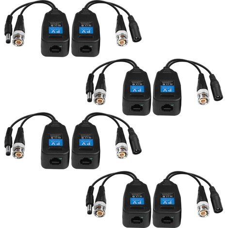 Balun Vidéo RJ45 vers BNC AHD/CVI/TVI/CVBS 1080P pour Caméras 720P/960P/1080P Système de Surveillance DVR 4 Paires (1/5)