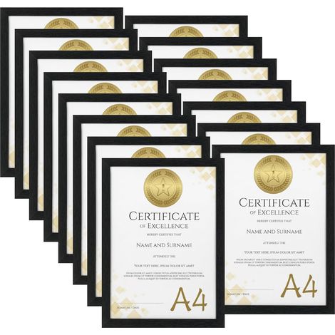 Cadre A4 Lot de 15, Cadre Photo A4 en MDF avec Grain de Bois de Couleur Noir pour portrait de famille, souvenirs de voyage, œuvre d'art (1/5)