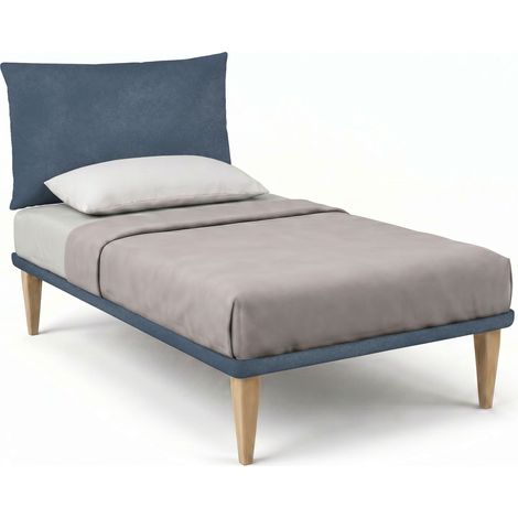 Letto 1 Piazza e Mezza con Rete Rivestita 120x190 cm Microfibra Blu Tessis Testata Soft (1/5)