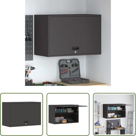 vidaXL Armoire en acier - Armoire murale pour garage Noir 80 x 40 x 53 cm (1/5)