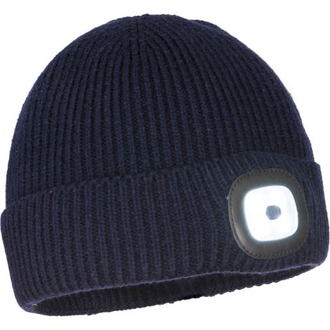Gorro con LED para trabajadores: Luz frontal desmontable - Azul marino