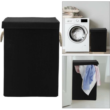 Youyijia Slim Laundry Baskets with Lid Foldable 72L Large Laundry Hamper Washing Linen Baskets Collapsible Laundry Bin Freestanding Tall Clothes Hamper for Laundry Rooms Bedroom Bathroom Black (1/5)