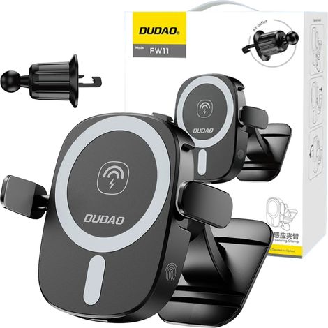 Support de téléphone de voiture avec chargeur à induction pour grille de tableau de bord 15 W - noir (1/5)