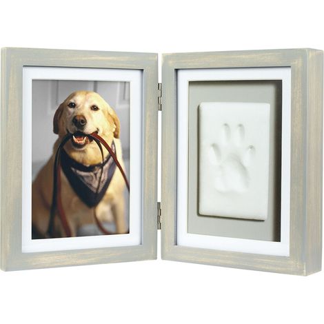 Pearhead Cornice per foto con impronta di zampa di animale domestico con kit di argilla – Cornice per foto in legno, ricordo fai da te senza disordine, perfetta per gatti e cani, ideale come regalo (1/5)