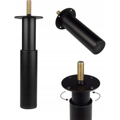 Pata ajustable de 12 a 18 cm, de acero negro, para armarios de cama, gran capacidad de carga. (1/5)