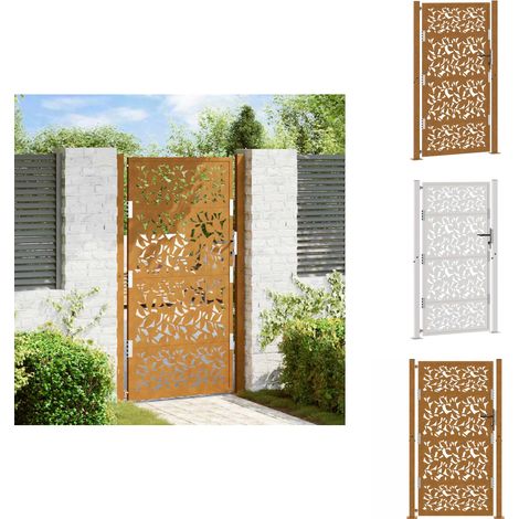 Porte de jardin acier résistant aux intempéries design feuilles - Porte De Jardin - Portes De Jardin - Porte De Clôture - Porte De Sécurité (1/5)
