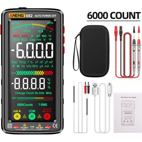 Multimètre Numérique Intelligent Rechargeable Voltmètre Ampèremètre Automatique Multimètre Professionnel Mesure Tension Courant Capacité Résistance Diode Fréquence (1/5)