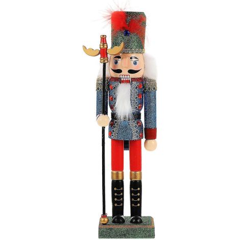 Casse-Noisette en bois, soldat de dessin animé, décoration de bureau créative - 30 x 8 x 7,5 cm - Bleu (1/2)