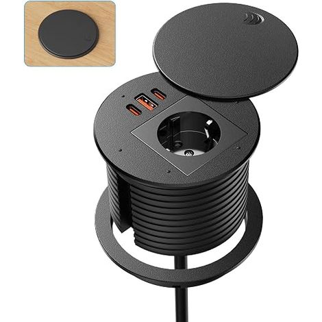Recessed socket with cover USB-C PD, Ø80 mm